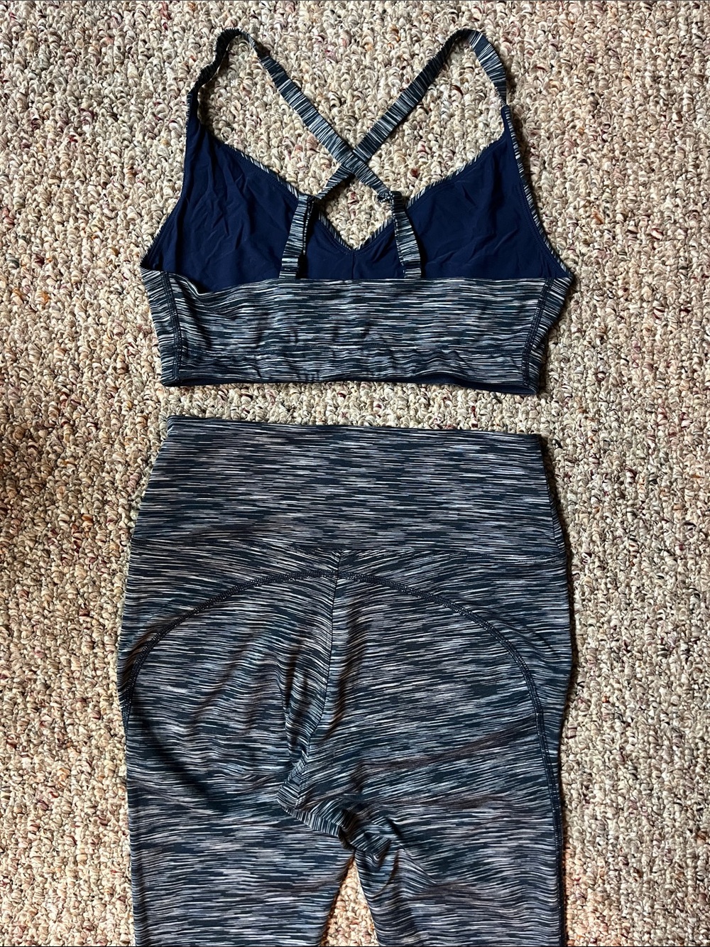Outdoor Voices blue grey Space-Dye Sports Bra and Leggings Set - Picture 2 of 3